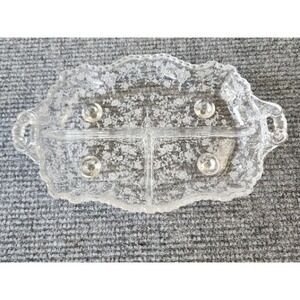 Cambridge Glass Rose Point 3-Part Divided Serving Bowl Relish Dish